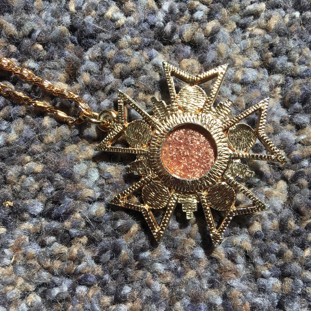 Vintage Glitzy Sun Pendant Necklace - Picture 7 of 15